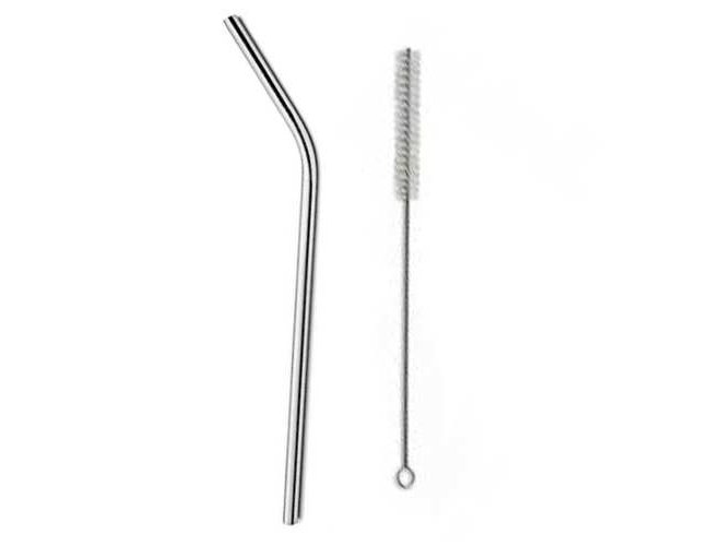 Canudo de Inox Curvo + Escova