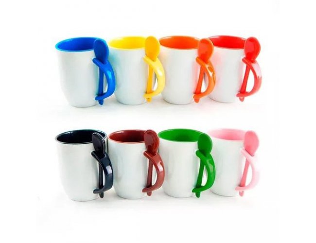 Caneca para Sublimao de Cermica Branca com Ala e Interior