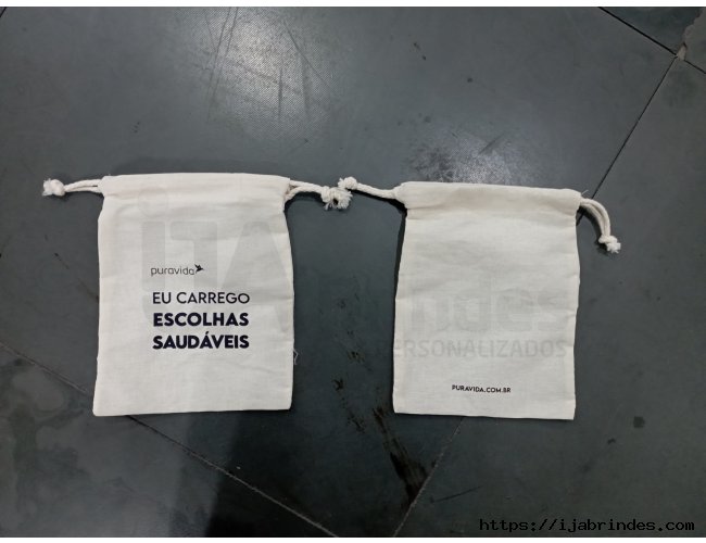 Saquinho confeccionado em algodo 100% cru 220grs