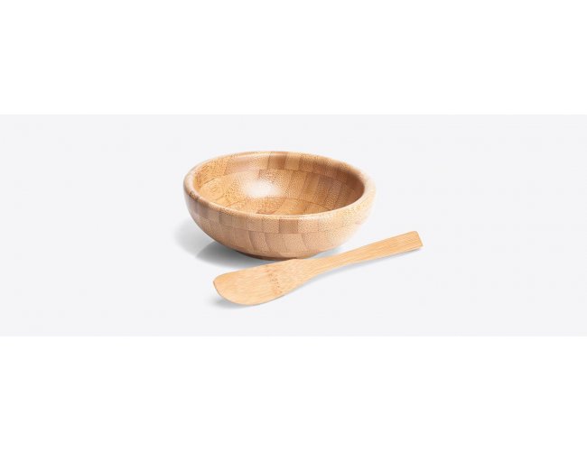 Cumbuca redonda de bambu com esptula