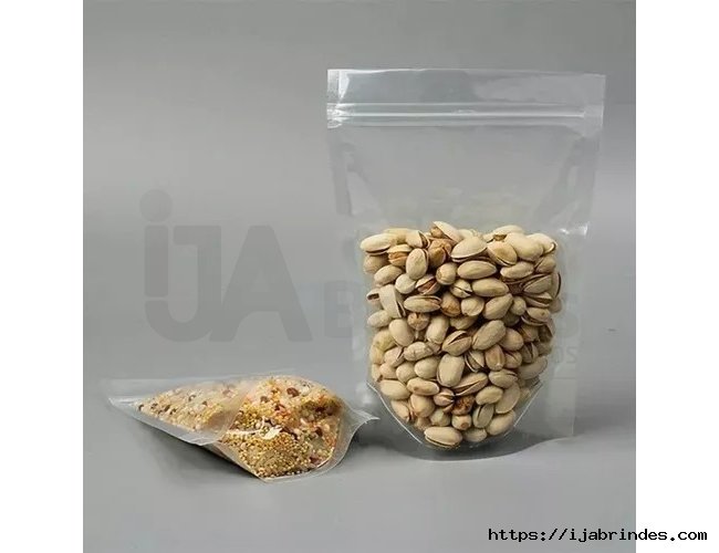 Saco Stand Up Pouch transparente fecho ziplock 10x15
