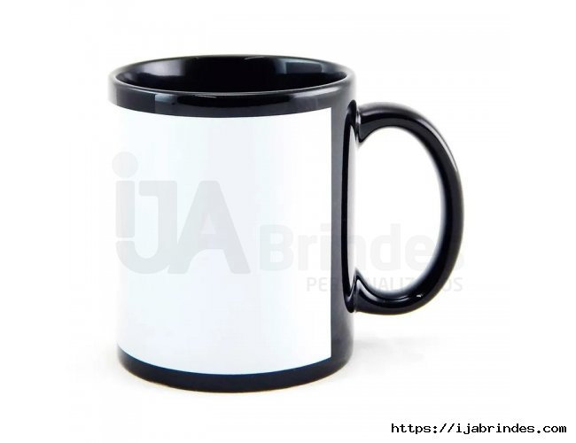 Caneca para Sublimao de Cermica Preta com Faixa Branca