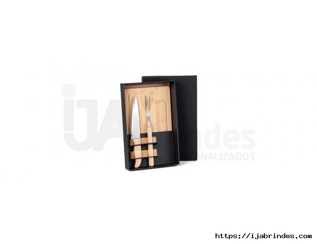 Kit Para Churrasco Em Bambu/Madeira