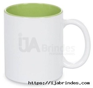 Caneca para Sublimao de cermica Branca com Interior Verde Claro