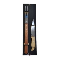 GARFO E FACA EM INOX / MADEIRA / BAMBU - 2 PS