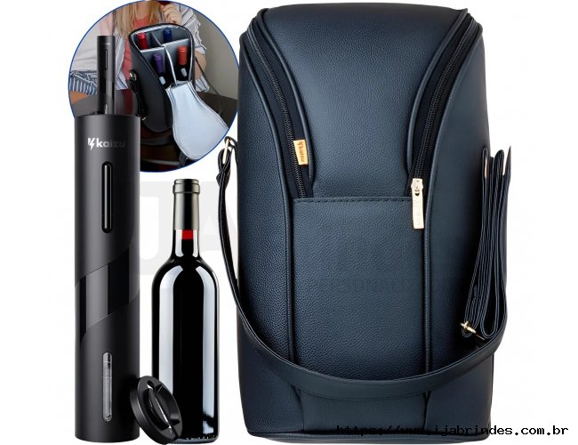Kit Bolsa Porta Vinho Wine Bag + Abridor De Vinho Automatico