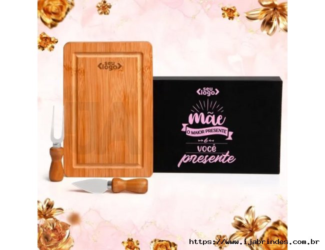 Conjunto Para Queijo Em Bambu/Inox - 3 Ps