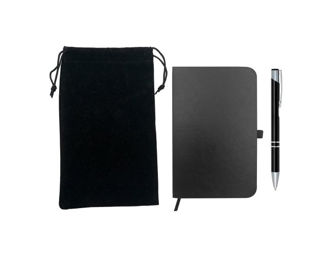 Bloco de Notas E Caneta E Embalagem Em Veludo