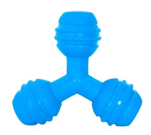 Brinquedo Furaco Pet Tringulo de Borracha Azul para Ces