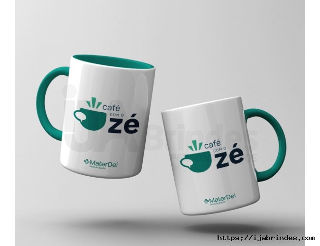 Caneca para Sublimao de Cermica Branca com Ala e Interior Verde