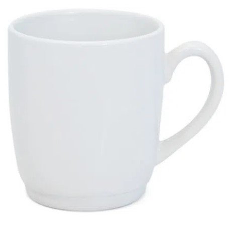 Caneca Semi Cnica Branca para uso de Tampa e Base de Silicone Coloridos - 300ml