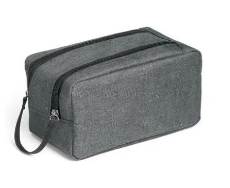 Necessaire de Polister com Abertura de Zper Duplo na Cor Cinza