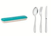 Conjunto de Talheres INOX C/ Estojo Tampa Verde