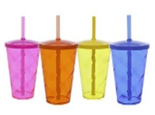 Copo Tornado com Tampa e Canudo 550ml