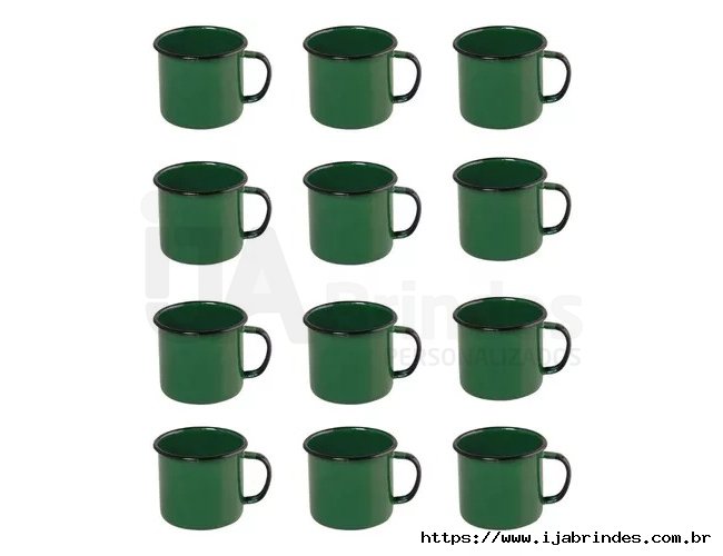 Caneca Esmaltada Verde Retro Xicara 80ml