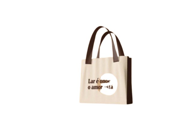 Sacola em Algod�o cru e Al�a em Courino