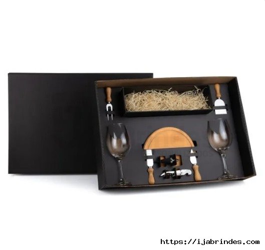 Kit Queijo E Vinho Com Espao Para Garrafa - 9 Ps