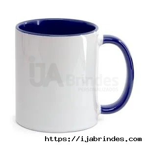 Caneca para Sublimao de Cermica Branca com Ala e Interior Azul Escuro