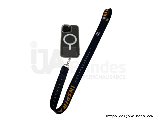 Cordao Salva phone 20mm acabamento em uma ponta mosquete e base de silicone translucida