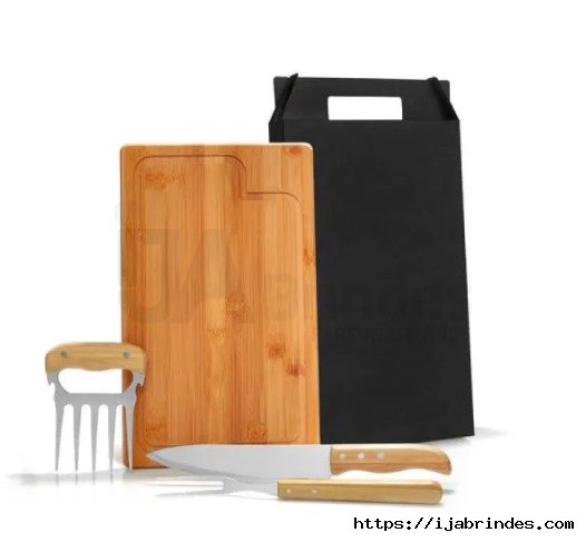 Kit Para Churrasco Em Bambu / Madeira / Inox - 4 Ps