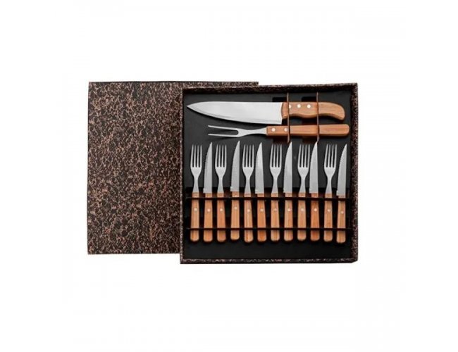 Conj. Para Churrasco C/ Garfo, Faca E Talheres De Mesa - 14 Peas