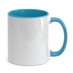 Caneca para Sublimao de Cermica Branca com Ala e Interior Azul Claro - 1 Unidade