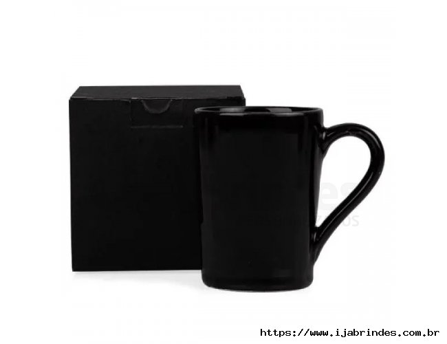 Caneca Em Cermica Preta - 230Ml - Com Caixa