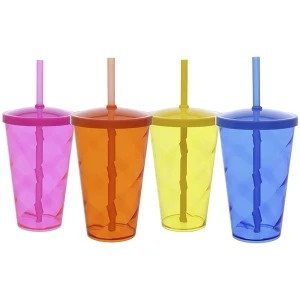 Copo Tornado C/ Tampa e Canudo 550ml