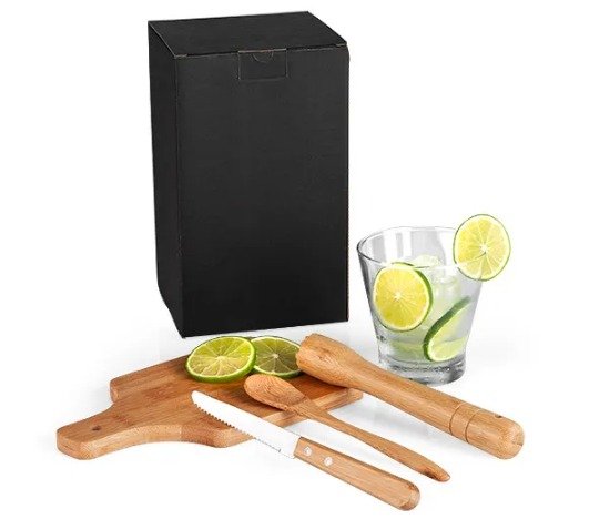 Kit Para Caipirinha Em Bambu - 0,35 L - 5 Ps