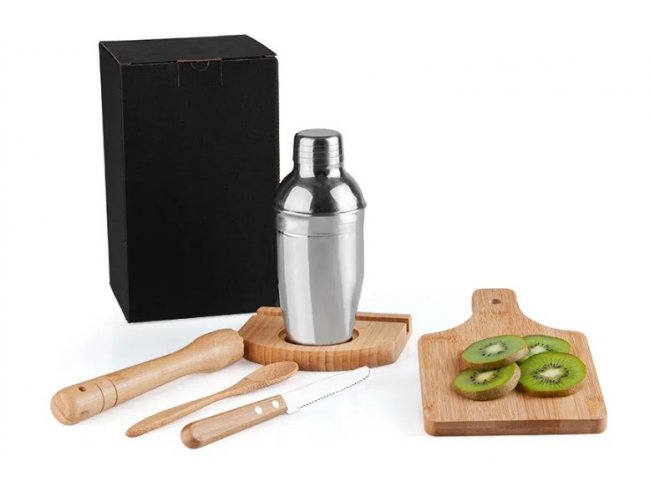 Kit Para Caipirinha Em Bambu Ibiza Com Coqueteleira 6 Ps
