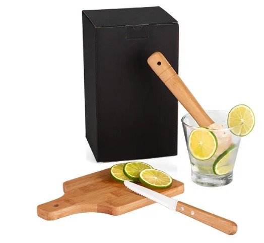 Kit Para Caipirinha Em Bambu Ibiza - 0,35 L - 4 Ps