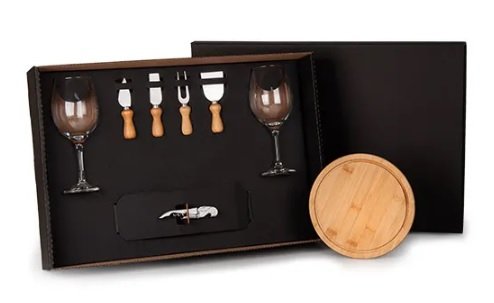 Kit Queijo E Vinho Com Abridor Saca Rolhas- 8 Ps.