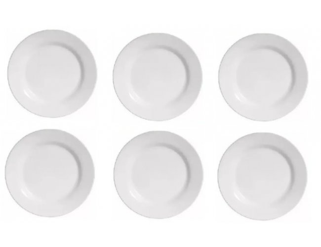Kit 10 Pratos De Sobremesa Redondo Melamina Liso Branco 18cm