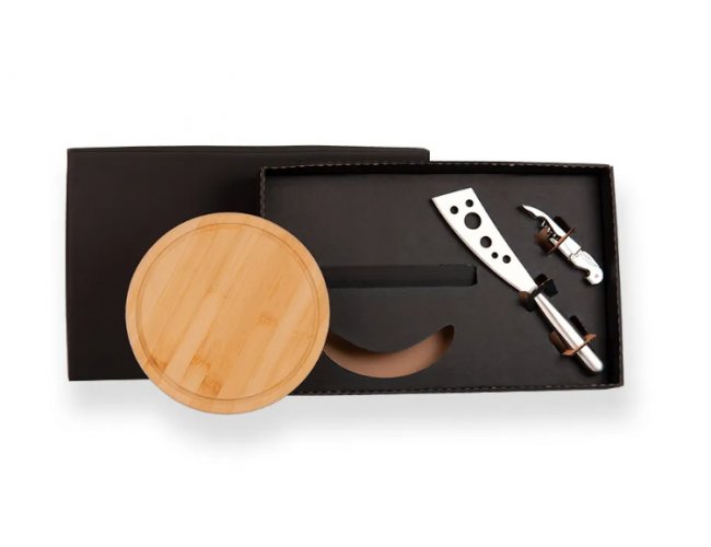 Kit Queijo E Vinho C/ Tbua, Faca E Abridor