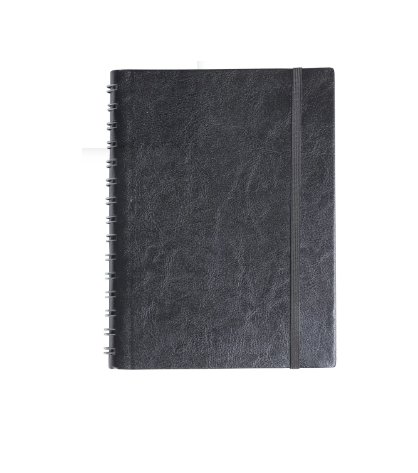 PLANNER EXECUTIVO C/ WIRE-O EMBUTIDO EM COURO SINT. PRETO C/ ELSTICO