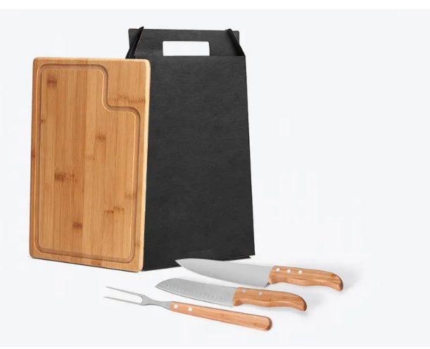 Kit Para Churrasco Em Bambu/Inox Texas Com 2 Facas