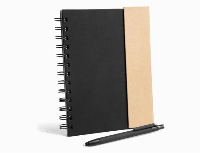 Caderno Espiral Com Capa Dura Preto / Bege
