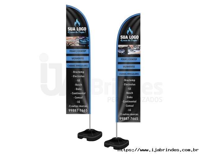 WIND BANNER KIT COMPLETO TECIDO OXFORD MODELO FACA