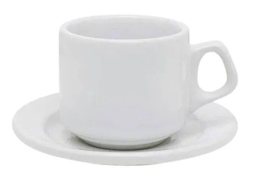 XCARA DE CAF BRANCA CERMICA NACIONAL 180ML COM PIRES