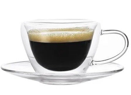 Xcara de Vidro Cristal com Pires Double Wall Elegance de Caf para Sublimao - 90ml